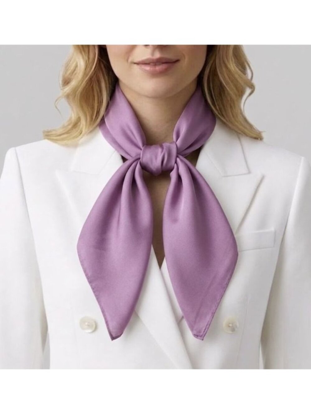 ❤️New Elegant Bandana Square Silky Scarf Lilac solid Wrap Versatile Soft Shawl❤️